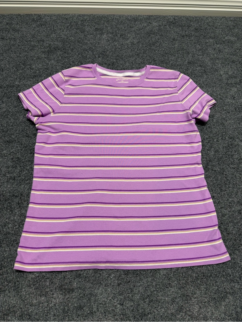 St. John's Bay Lavender Striped Short Sleeve Tee